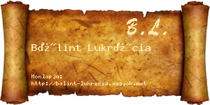 Bálint Lukrécia névjegykártya