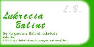 lukrecia balint business card
